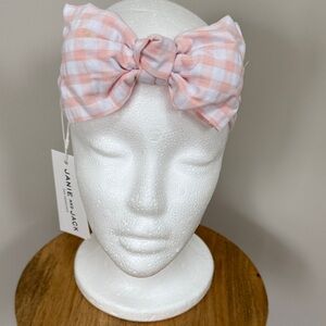 NWT Janie and Jack Pink Gingham Check Bow Headband